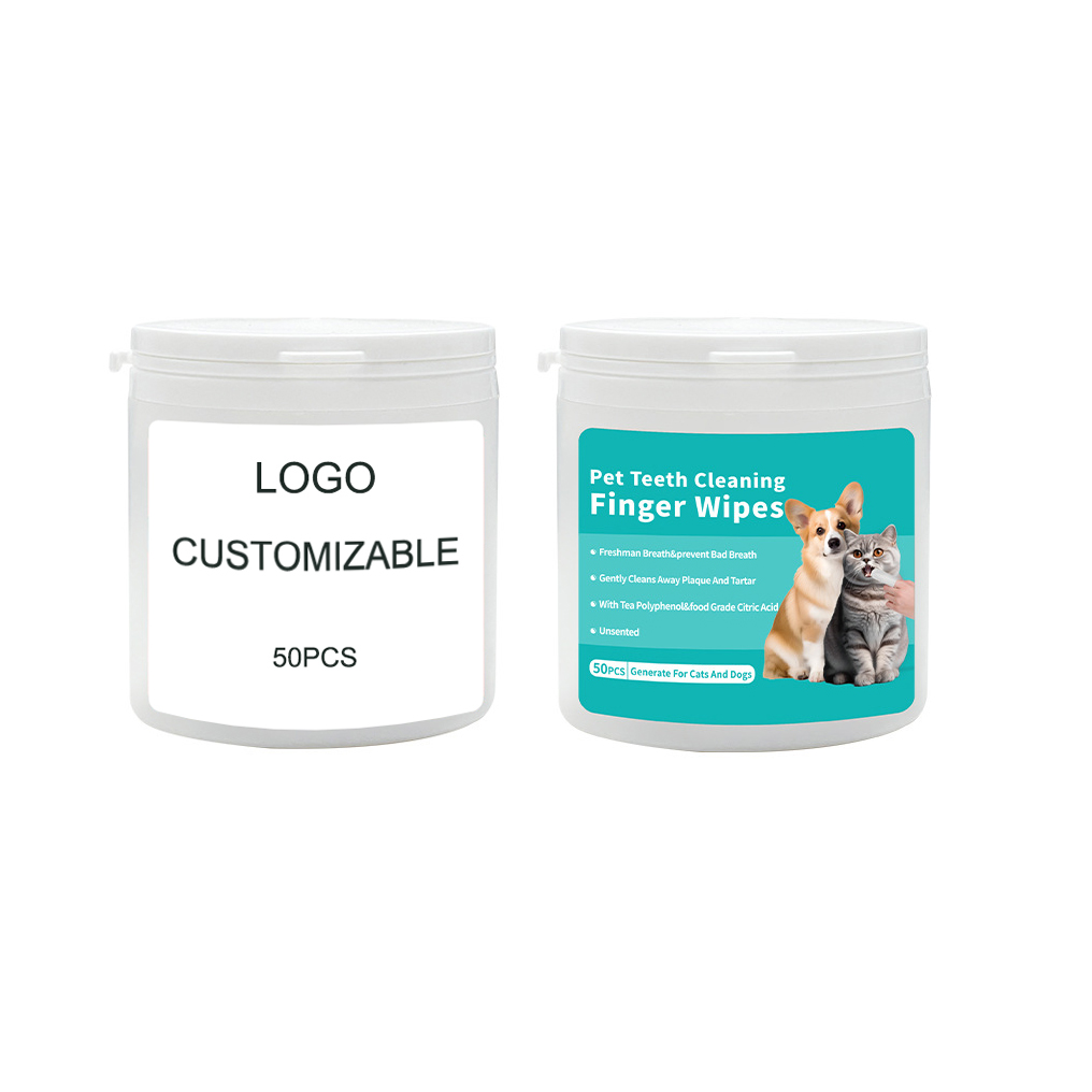 Pet Teeth Cleaning Finger Wipes Reduces Plaque Freshens Breath